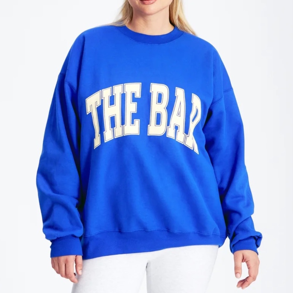 The Bar Varsity Graphic Sweatshirt Blue White Logo Size 2X